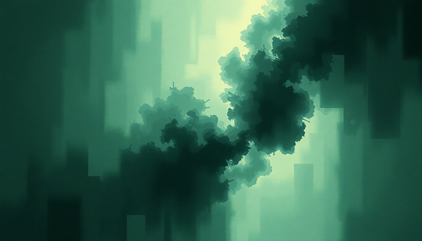 Fan-driven abstract illustration evoking the emotional arc of Rubber and Glue by Cave In