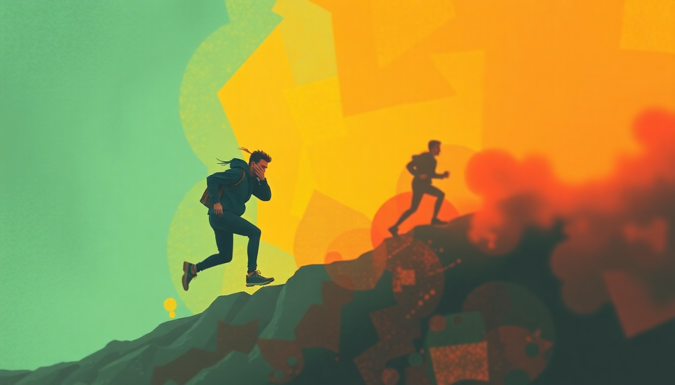 Fan-driven abstract illustration evoking the emotional arc of Run Chicken Run by Link Wray