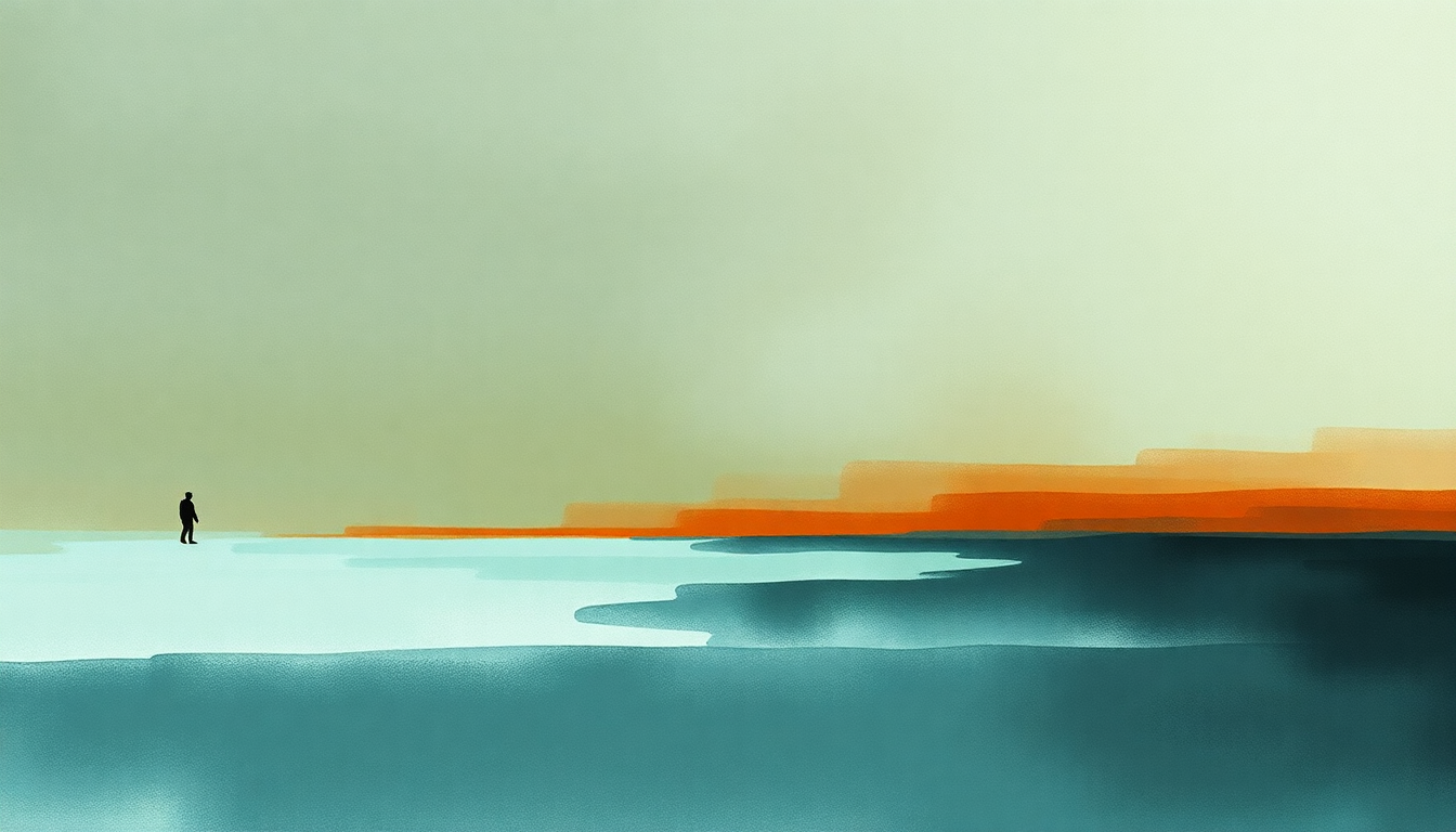 Fan-driven abstract illustration evoking the emotional arc of Russia on Ice by Porcupine Tree