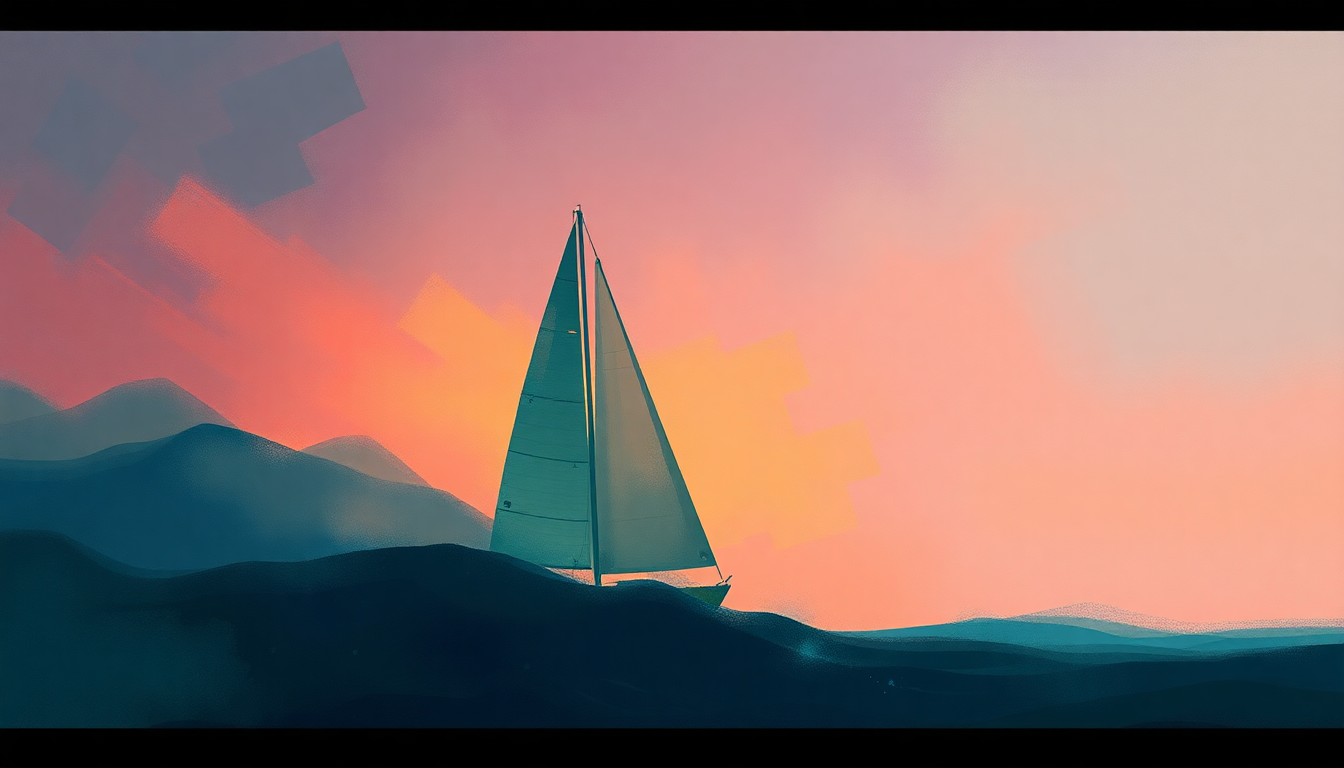 Fan-driven abstract illustration evoking the emotional arc of Sail Away by The Rapture