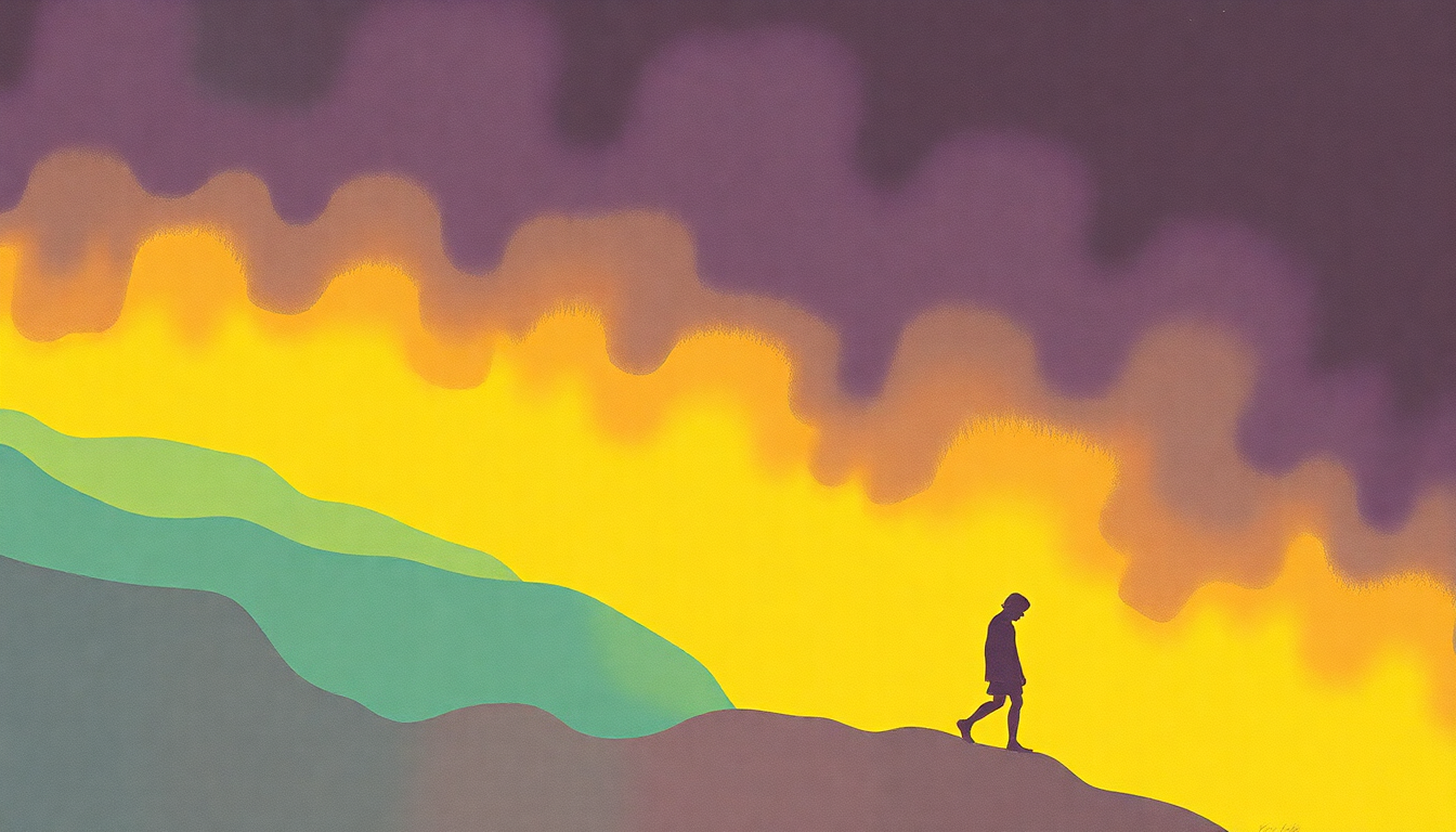 Fan-driven abstract illustration evoking the emotional arc of Sally Can't Dance by Lou Reed