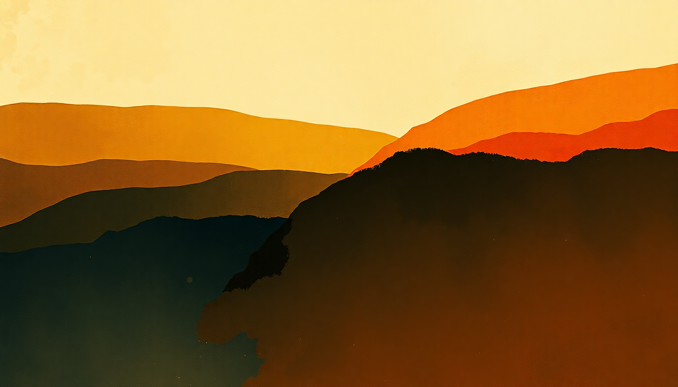 Fan-driven abstract illustration evoking the emotional arc of Saturn by Gustav Holst