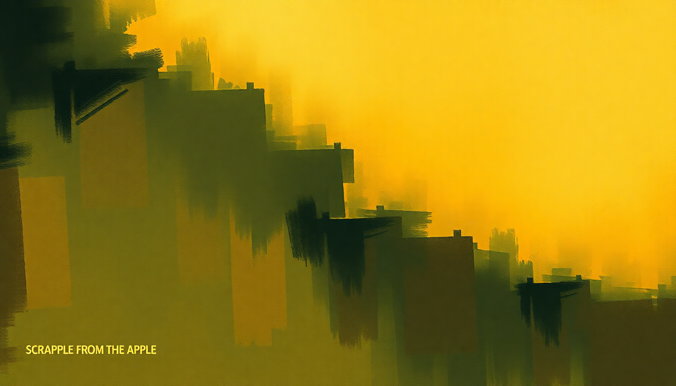 Fan-driven abstract illustration evoking the emotional arc of Scrapple from the Apple by Charlie Parker