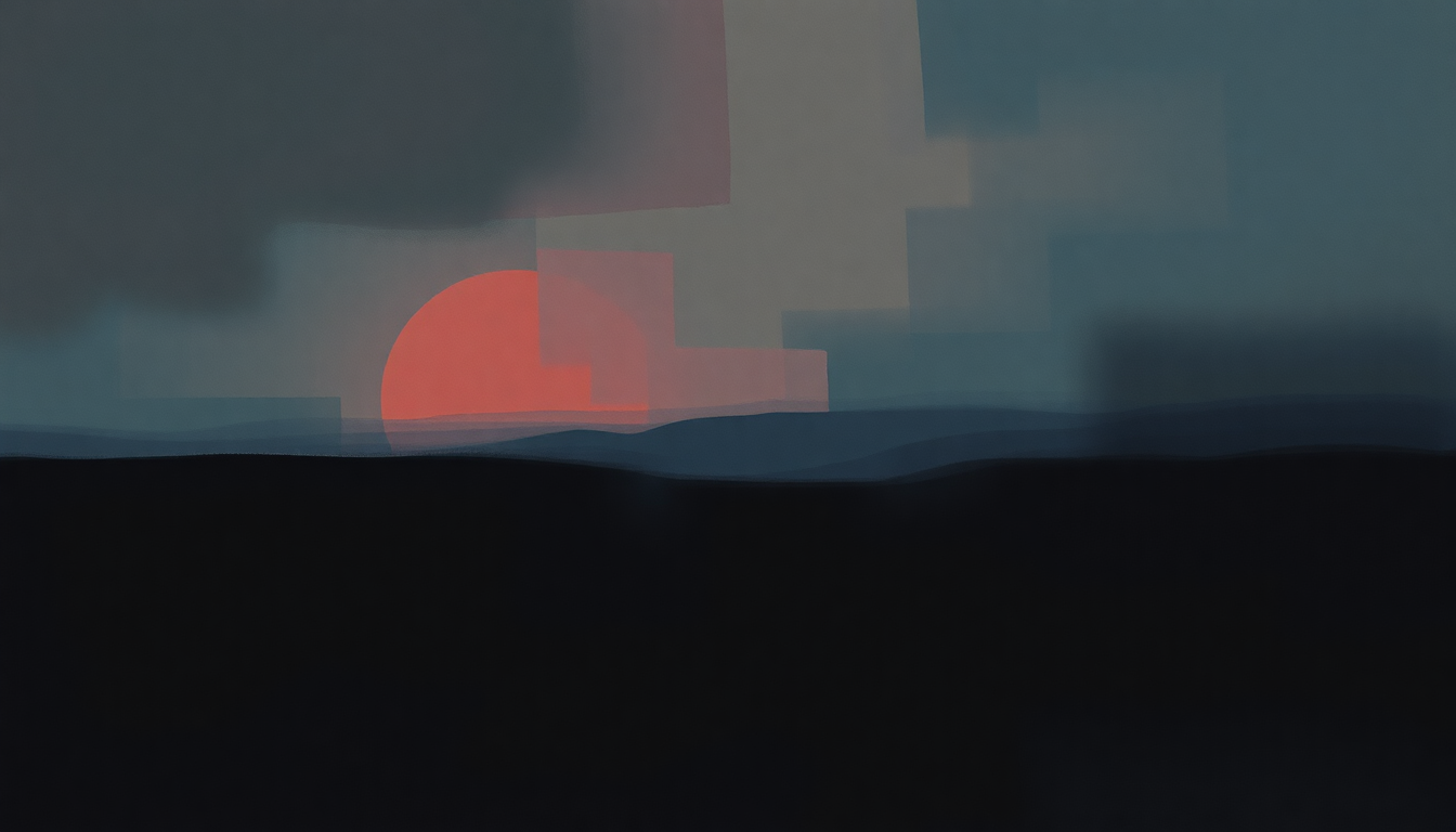 Fan-driven abstract illustration evoking the emotional arc of Searching for a Heart by Warren Zevon