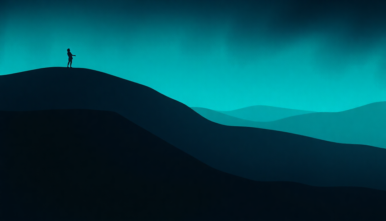 Fan-driven abstract illustration evoking the emotional arc of Searching for Mr Right by Young Marble Giants