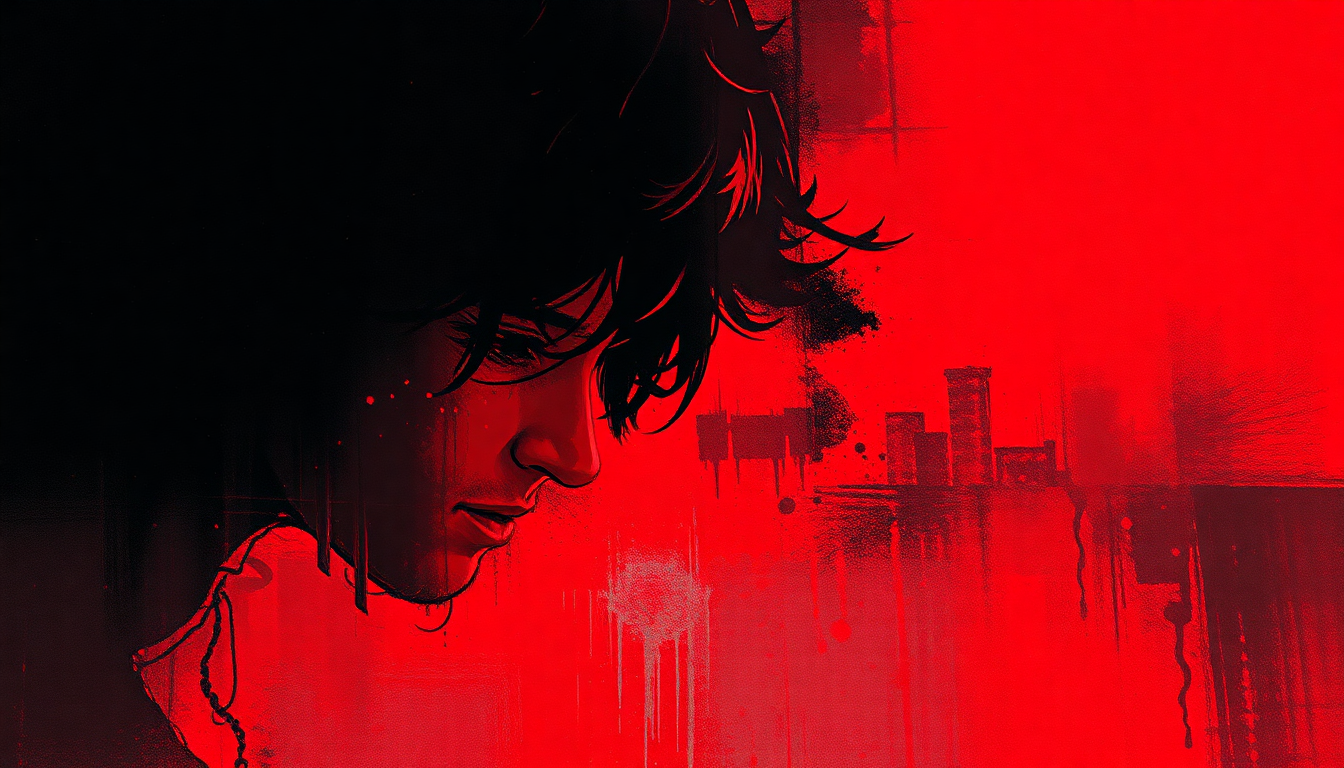 Fan-driven abstract illustration evoking the emotional arc of Seeing Red by Minor Threat