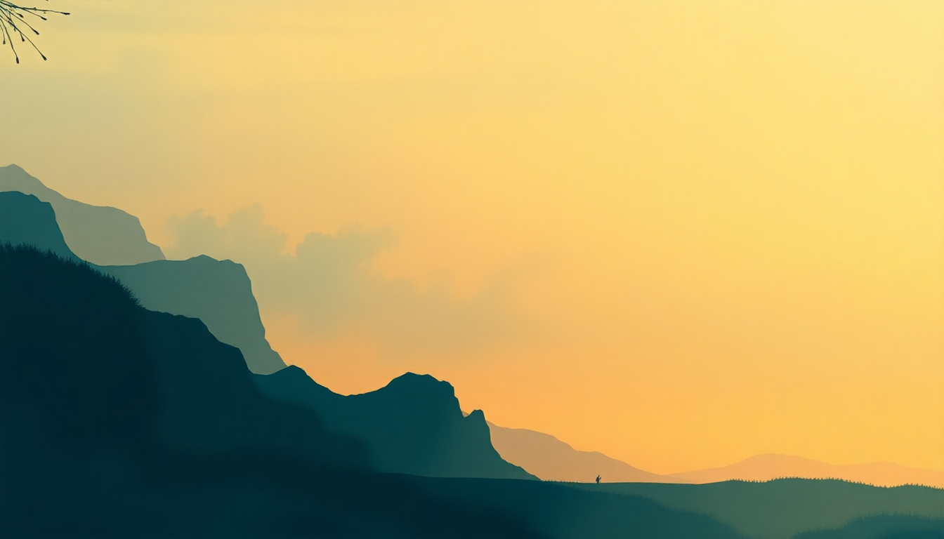 Fan-driven abstract illustration evoking the emotional arc of Seven Islands Suite by Gordon Lightfoot