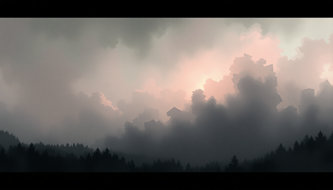 Fan-driven abstract illustration evoking the emotional arc of Shaking Hand Incision by At The Drive In