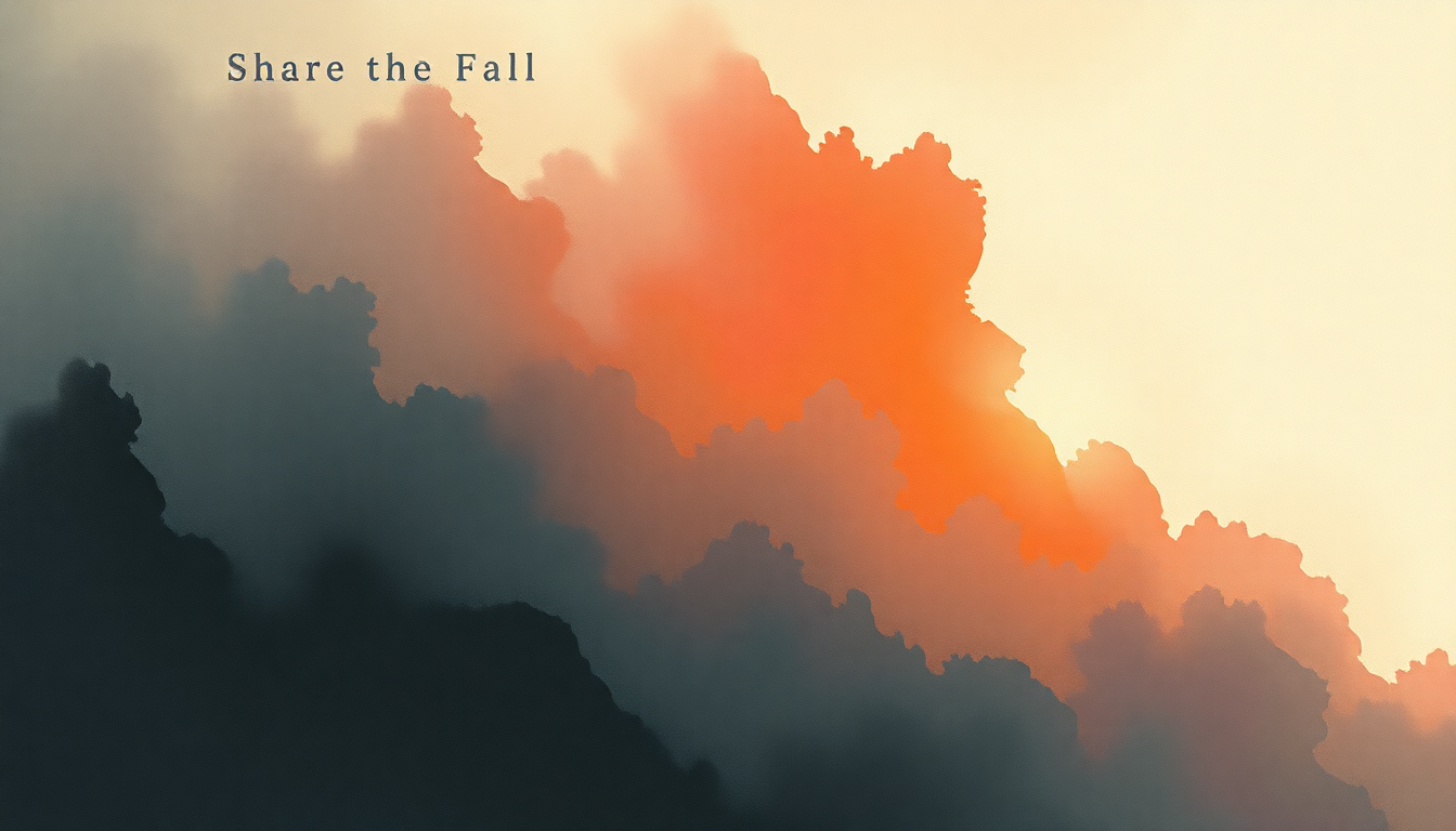 Fan-driven abstract illustration evoking the emotional arc of Share the Fall by Roni Size