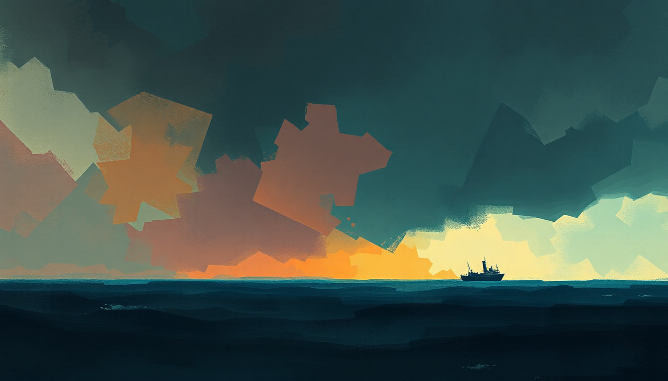 Fan-driven abstract illustration evoking the emotional arc of Ship to Wreck by Florence + the Machine