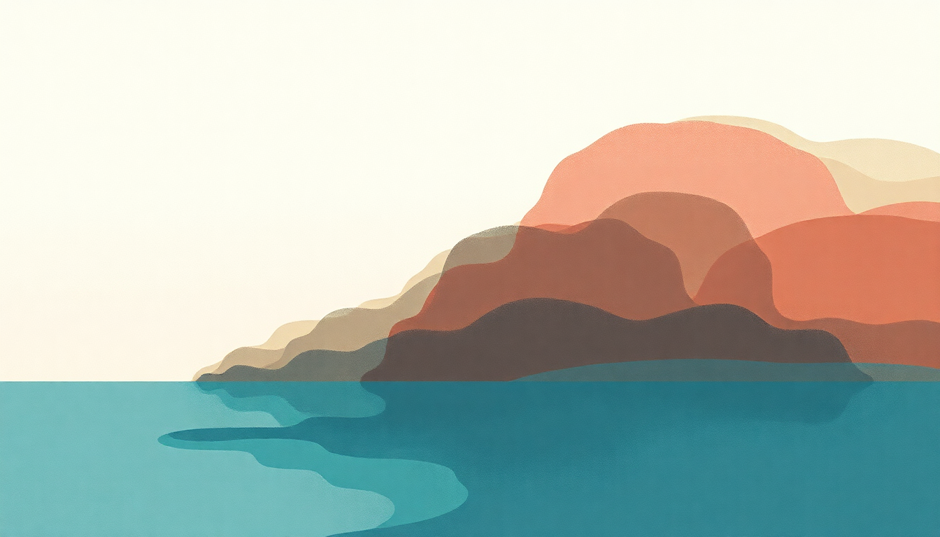 Fan-driven abstract illustration evoking the emotional arc of Shore by Fleet Foxes