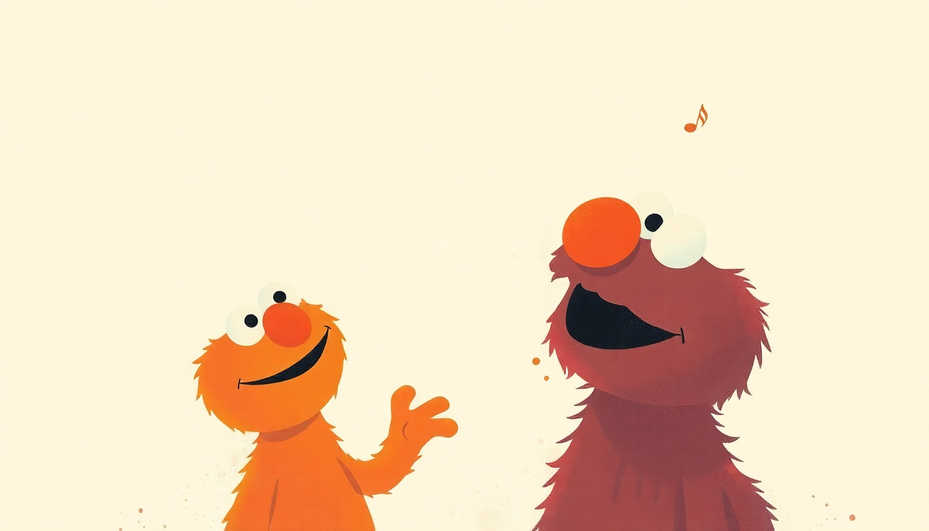 Fan-driven abstract illustration evoking the emotional arc of Sing by Sesame Street
