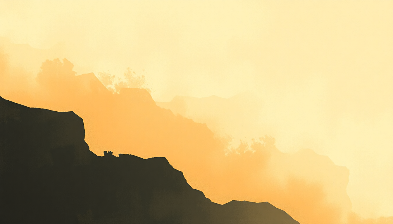 Fan-driven abstract illustration evoking the emotional arc of Slaughter on Tenth Avenue by The Ventures