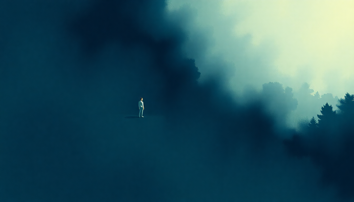 Fan-driven abstract illustration evoking the emotional arc of Sleeping by Myself by Eddie Vedder