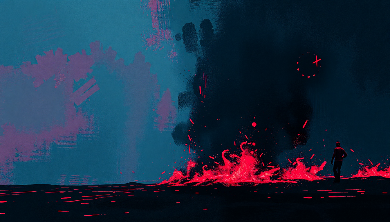 Fan-driven abstract illustration evoking the emotional arc of Slip It In by Black Flag