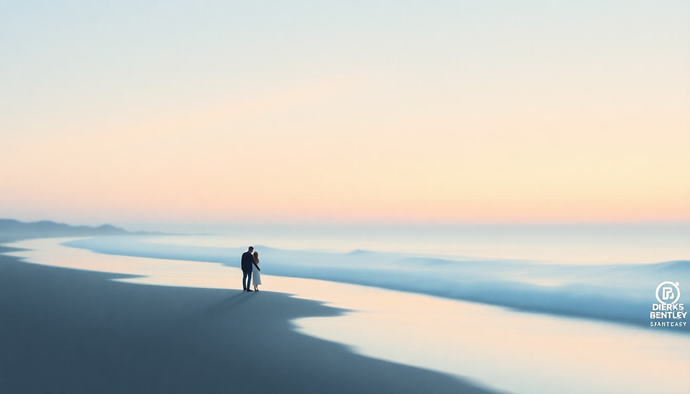 Fan-driven abstract illustration evoking the emotional arc of Somewhere on a Beach by Dierks Bentley