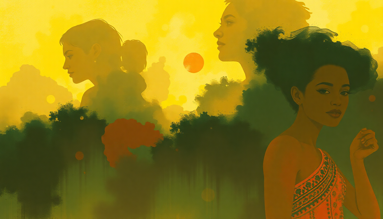 Fan-driven abstract illustration evoking the emotional arc of Son Con Guaguanco by Celia Cruz