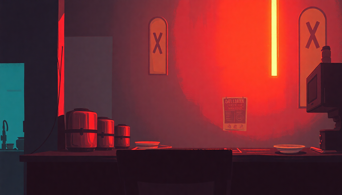 Fan-driven abstract illustration evoking the emotional arc of Soul Kitchen by X