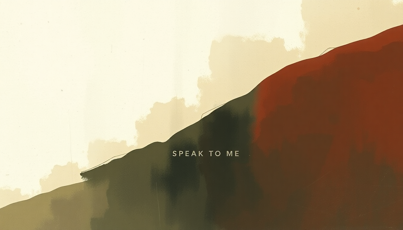 Fan-driven abstract illustration evoking the emotional arc of Speak to Me by Depeche Mode