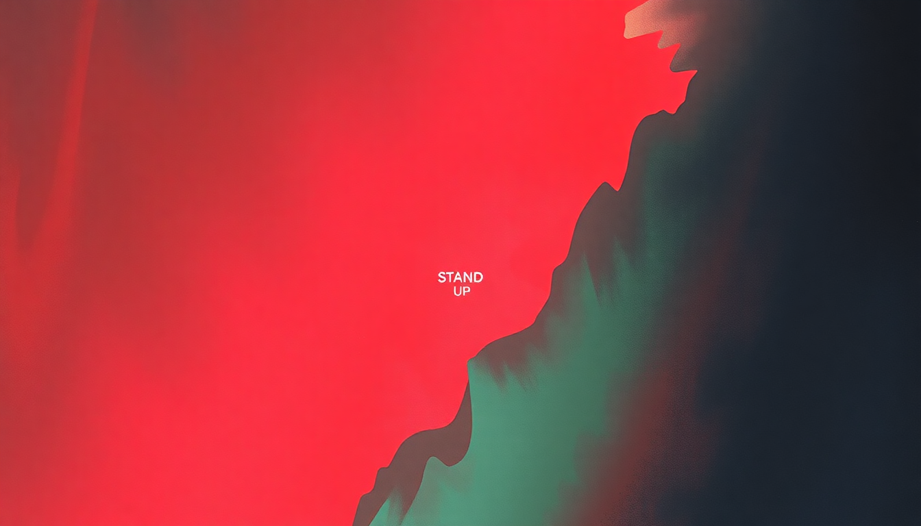 Fan-driven abstract illustration evoking the emotional arc of Stand Up by Atlantic Starr