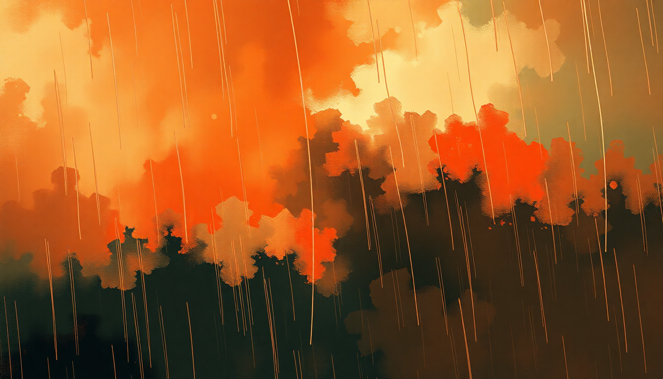 Fan-driven abstract illustration evoking the emotional arc of Stormy Weather (Keeps Rainin' All the Time) by Eric Dolphy