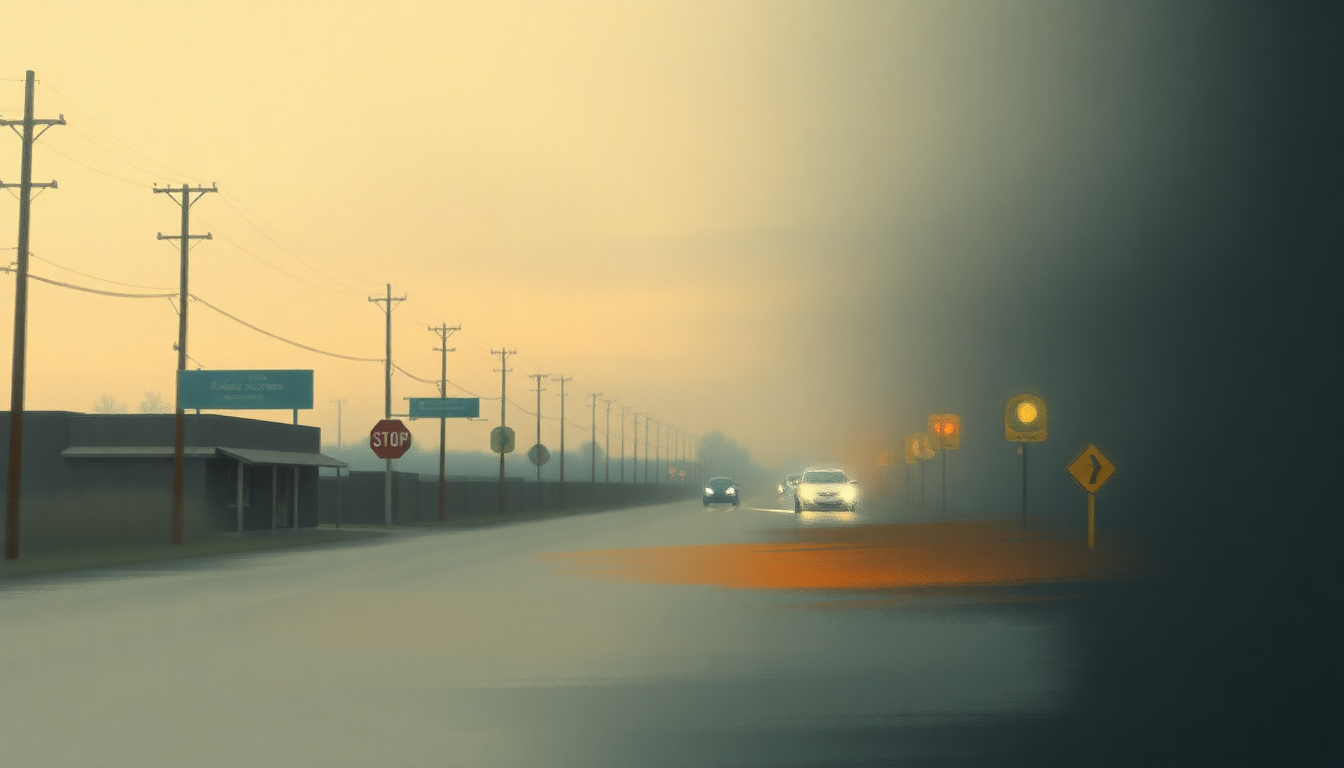 Fan-driven abstract illustration evoking the emotional arc of Streets of Bakersfield by Dwight Yoakam