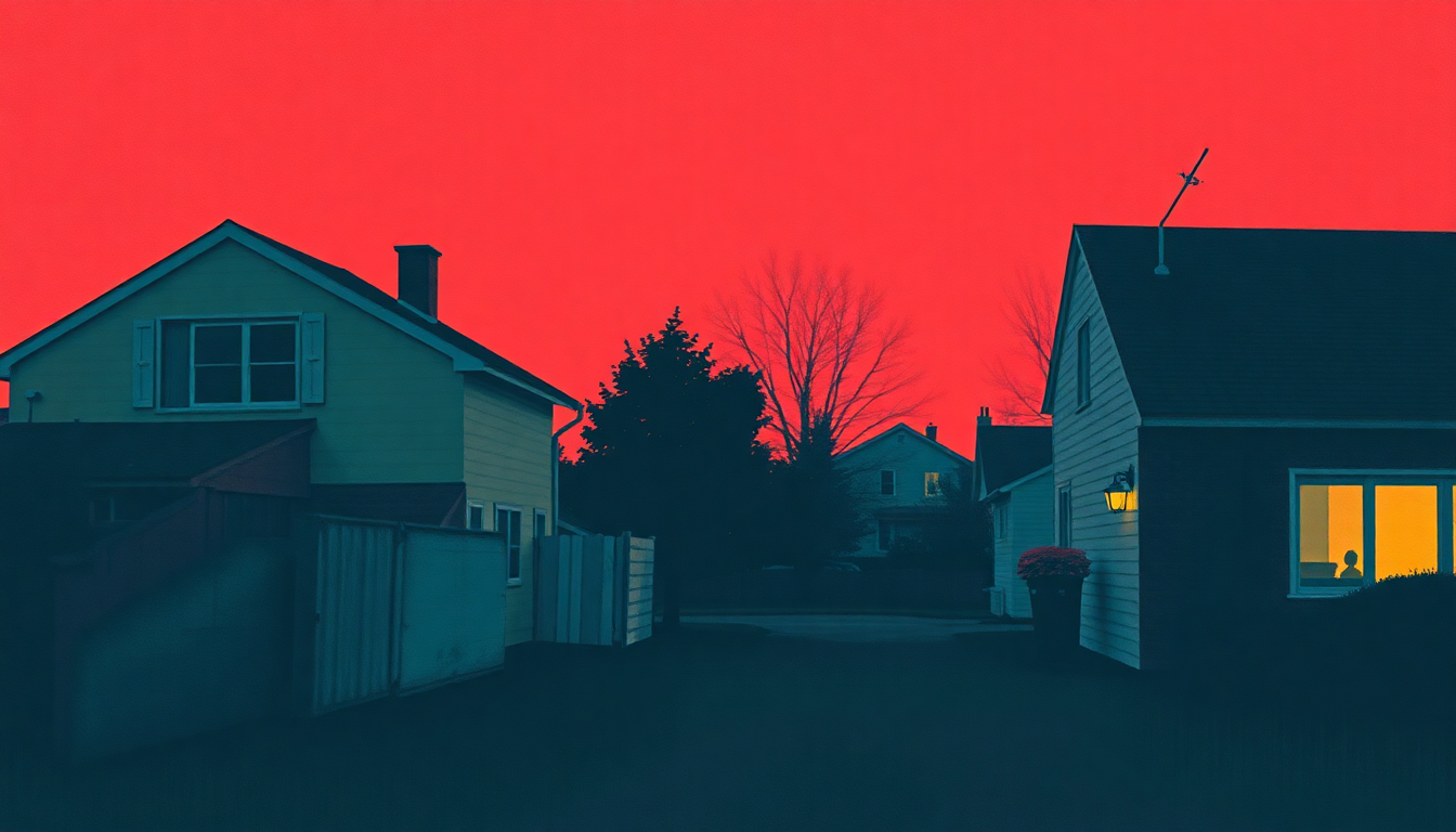 Fan-driven abstract illustration evoking the emotional arc of Suburban Home by The Descendents