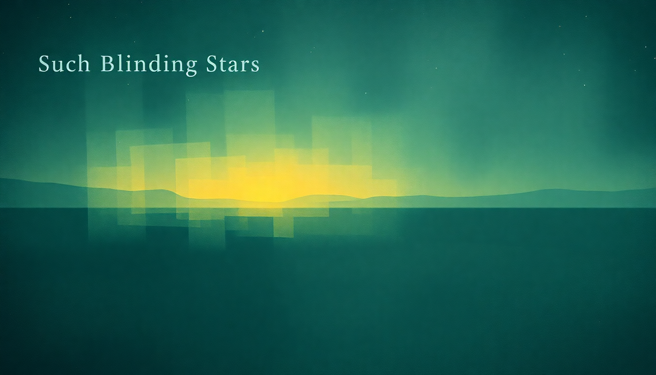 Fan-driven abstract illustration evoking the emotional arc of Such Blinding Stars by Cursive