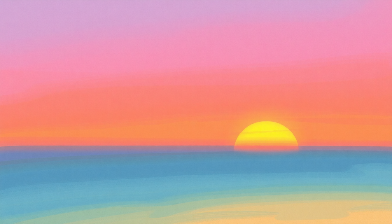 Fan-driven abstract illustration evoking the emotional arc of Sunset People by Donna Summer