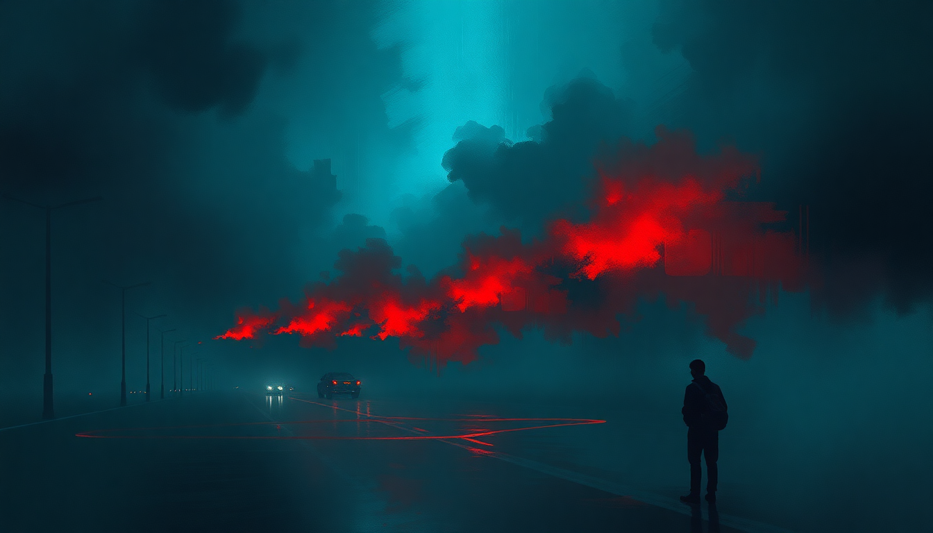 Fan-driven abstract illustration evoking the emotional arc of Synchronicity II by The Police