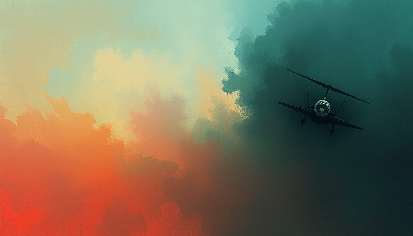 Fan-driven abstract illustration evoking the emotional arc of Tailgunner by Iron Maiden