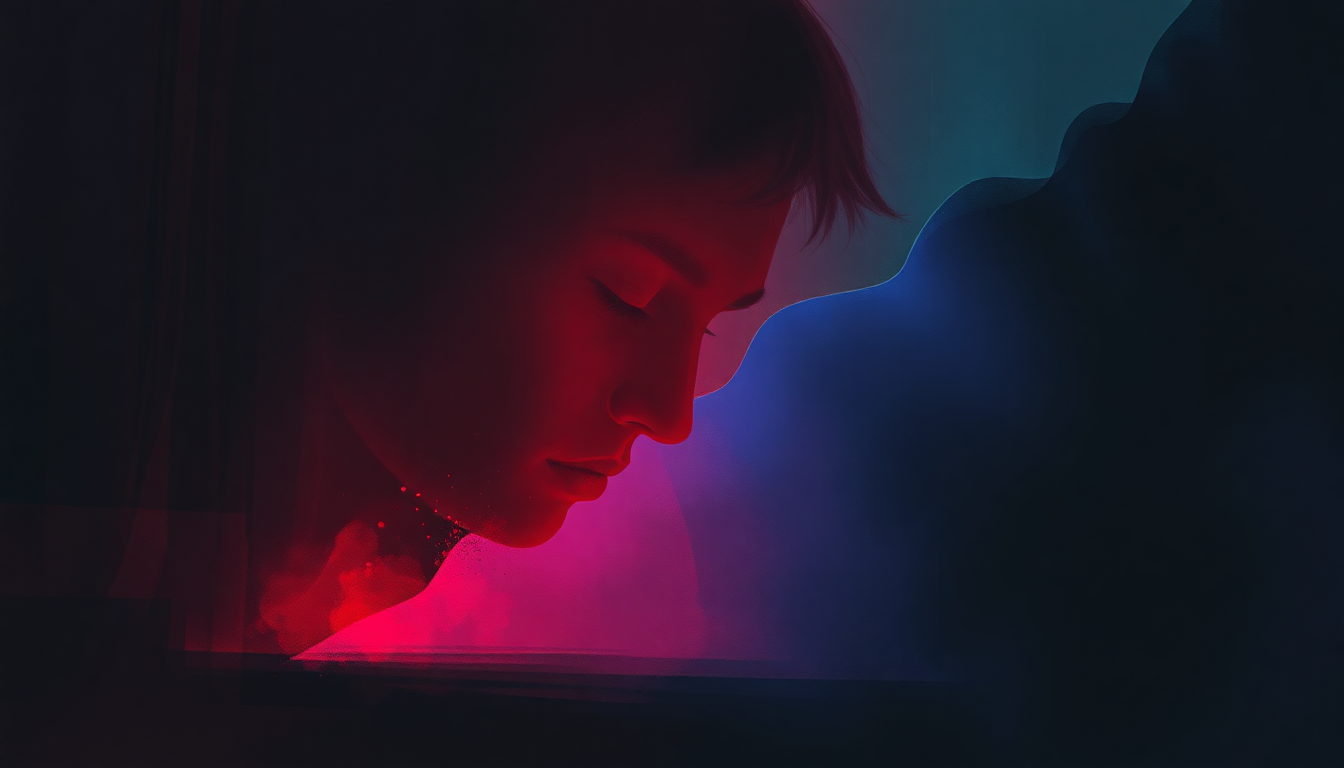 Fan-driven abstract illustration evoking the emotional arc of Tainted Love by Soft Cell