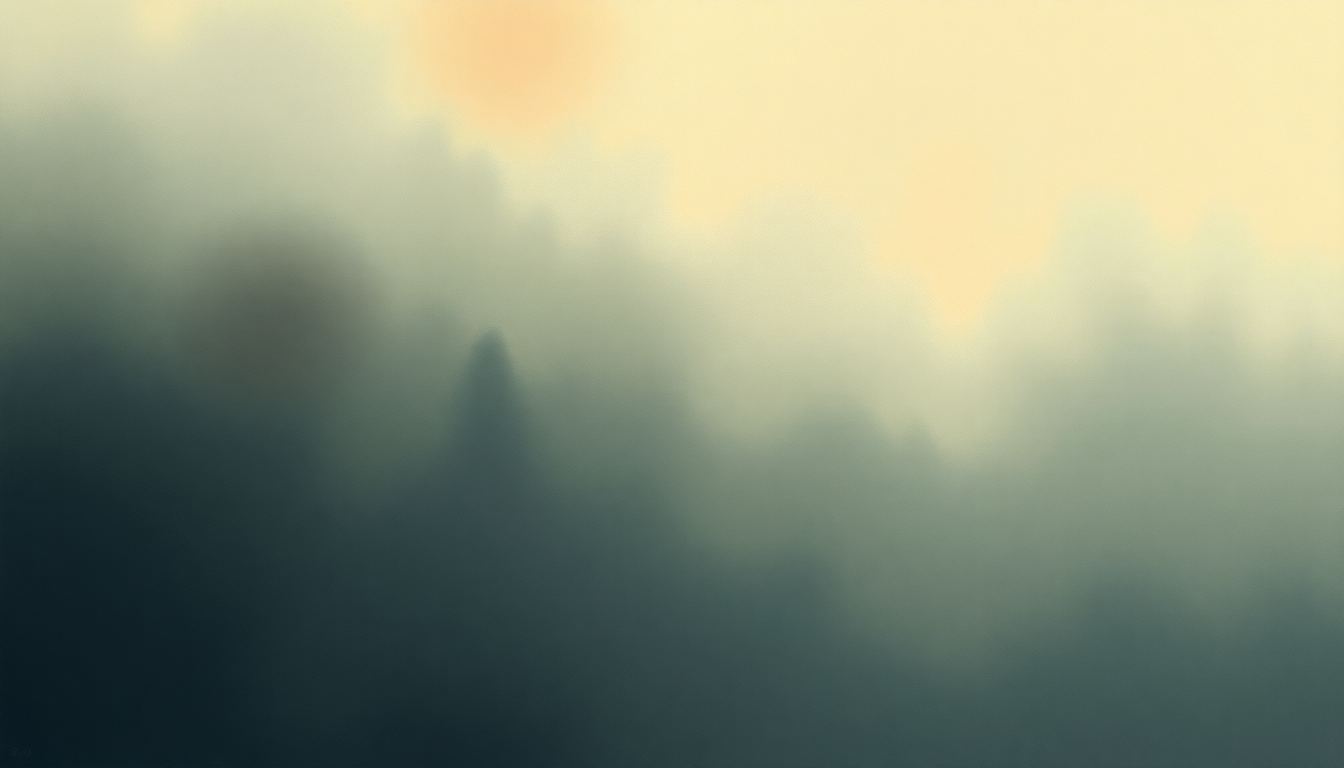 Fan-driven abstract illustration evoking the emotional arc of Tapiola by Jean Sibelius