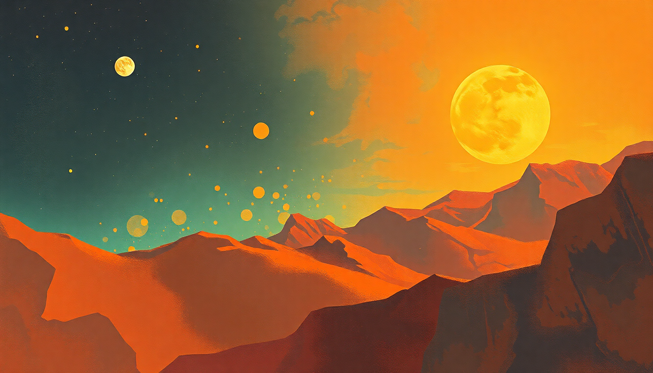 Fan-driven abstract illustration evoking the emotional arc of Telstar by The Ventures