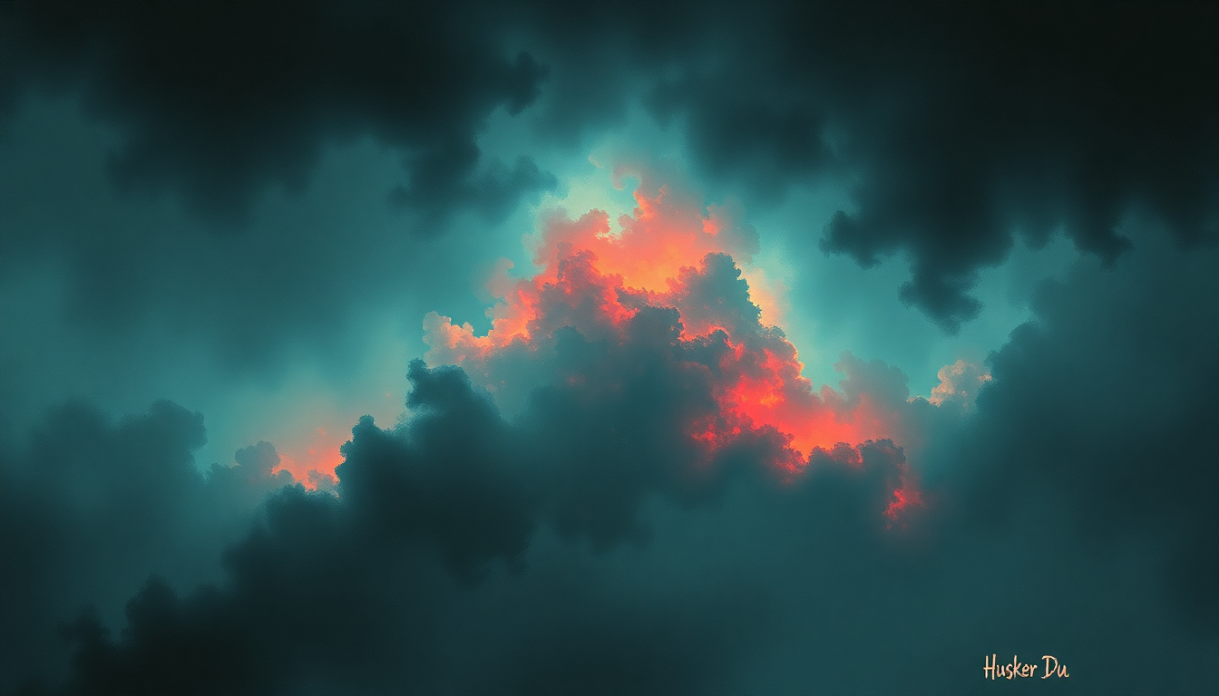 Fan-driven abstract illustration evoking the emotional arc of Terms of Psychic Warfare by Husker Du