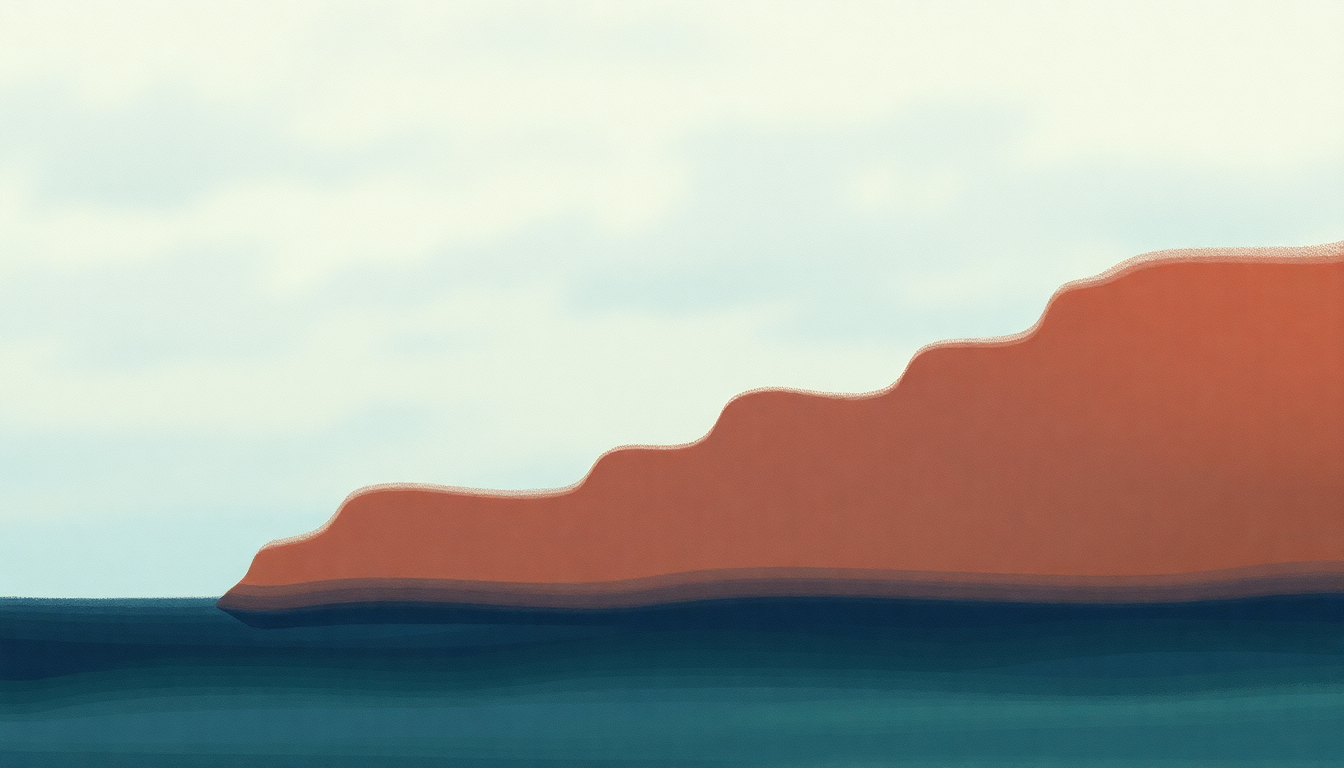 Fan-driven abstract illustration evoking the emotional arc of The Beaches of Cheyenne by Robert Earl Keen