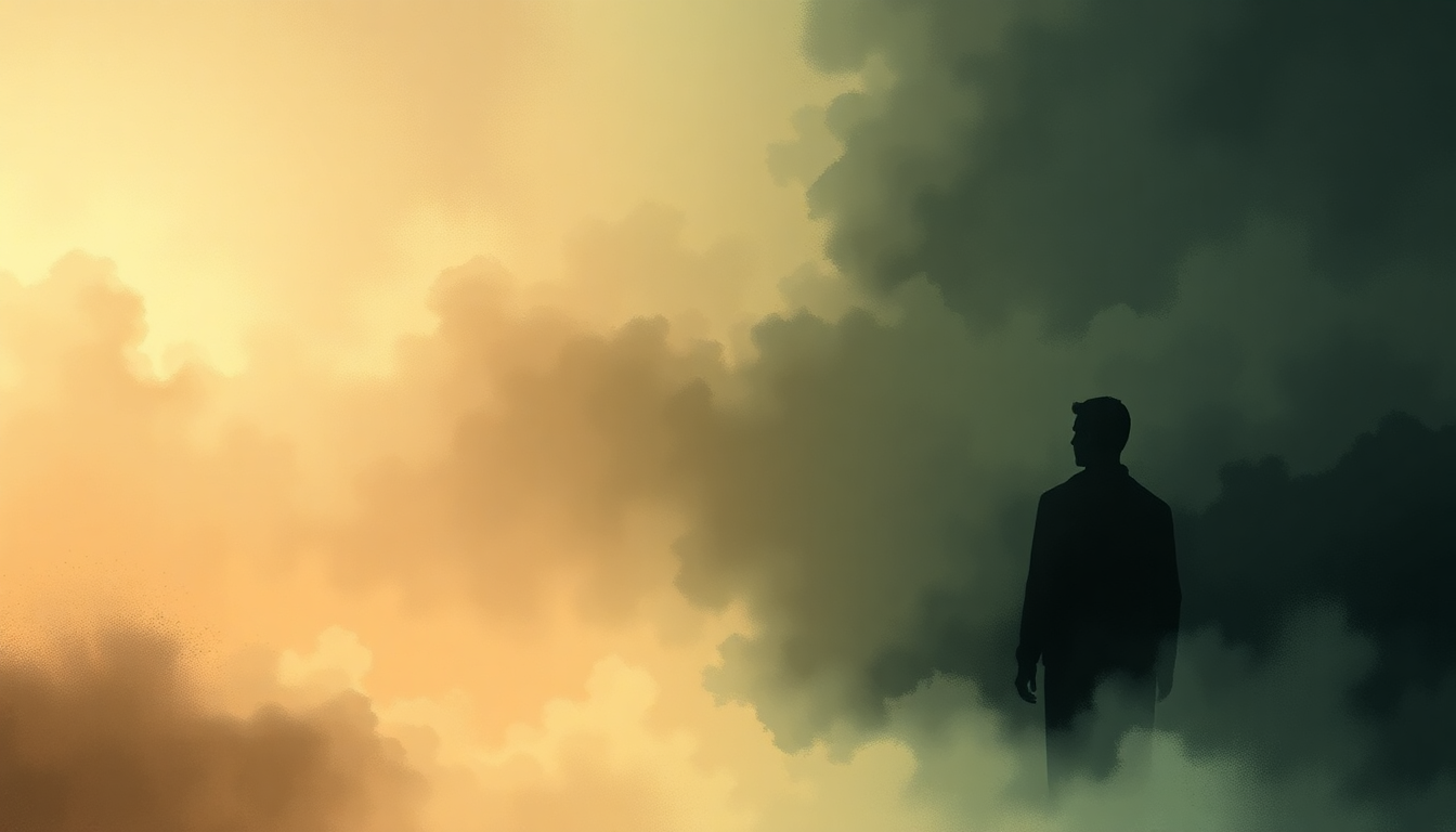 Fan-driven abstract illustration evoking the emotional arc of The Beginning and the End by Isis