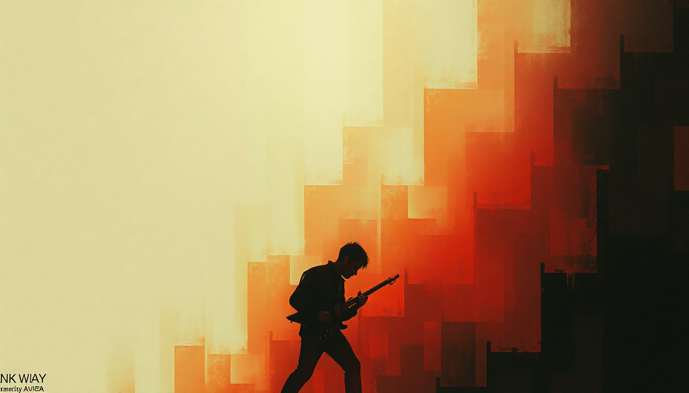 Fan-driven abstract illustration evoking the emotional arc of The Black Widow by Link Wray