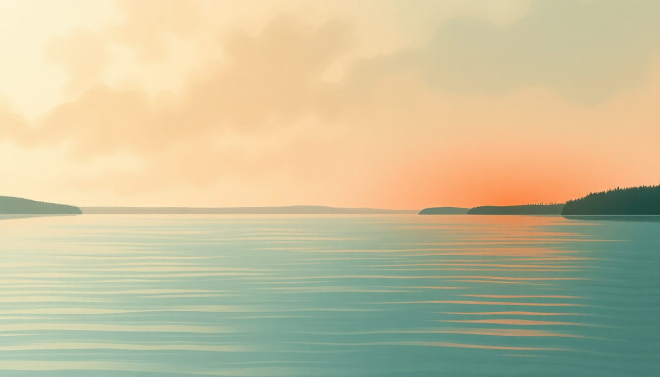 Fan-driven abstract illustration evoking the emotional arc of Bottomless Lake by John Prine