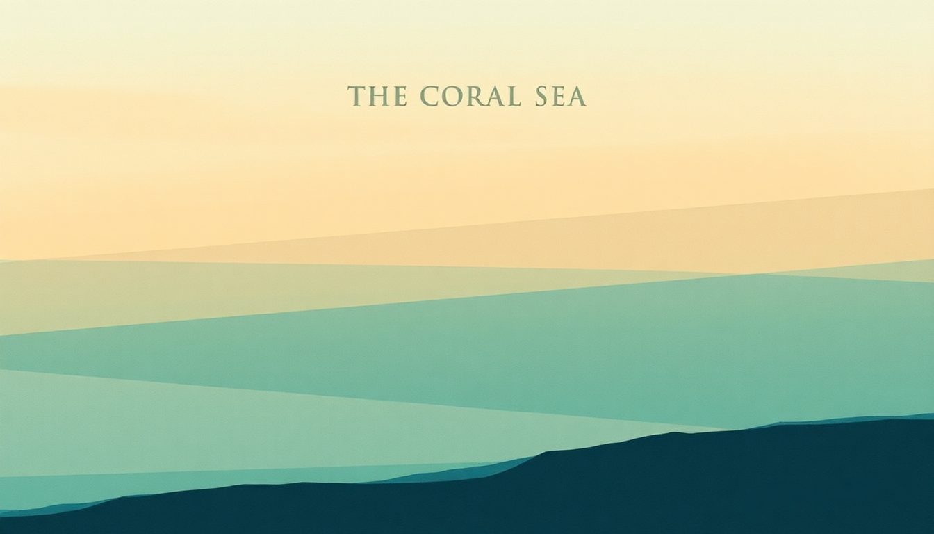 Fan-driven abstract illustration evoking the emotional arc of The Coral Sea by Dirty Three