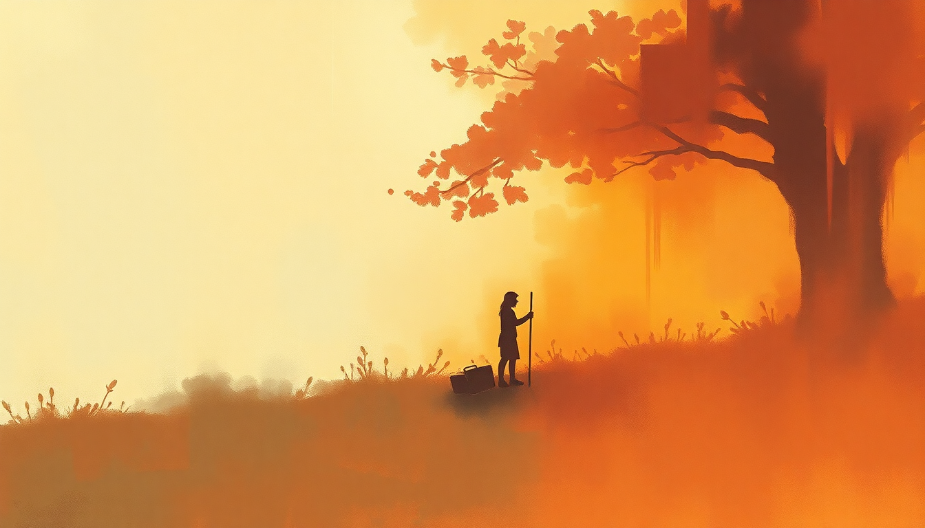 Fan-driven abstract illustration evoking the emotional arc of The Farmer in the Dell by Traditional