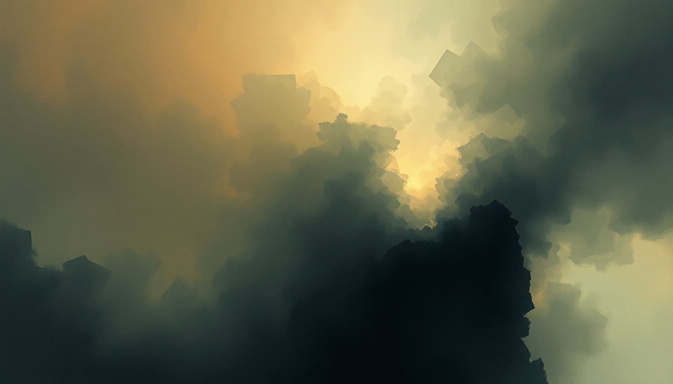 Fan-driven abstract illustration evoking the emotional arc of The Grand Conjuration by Opeth