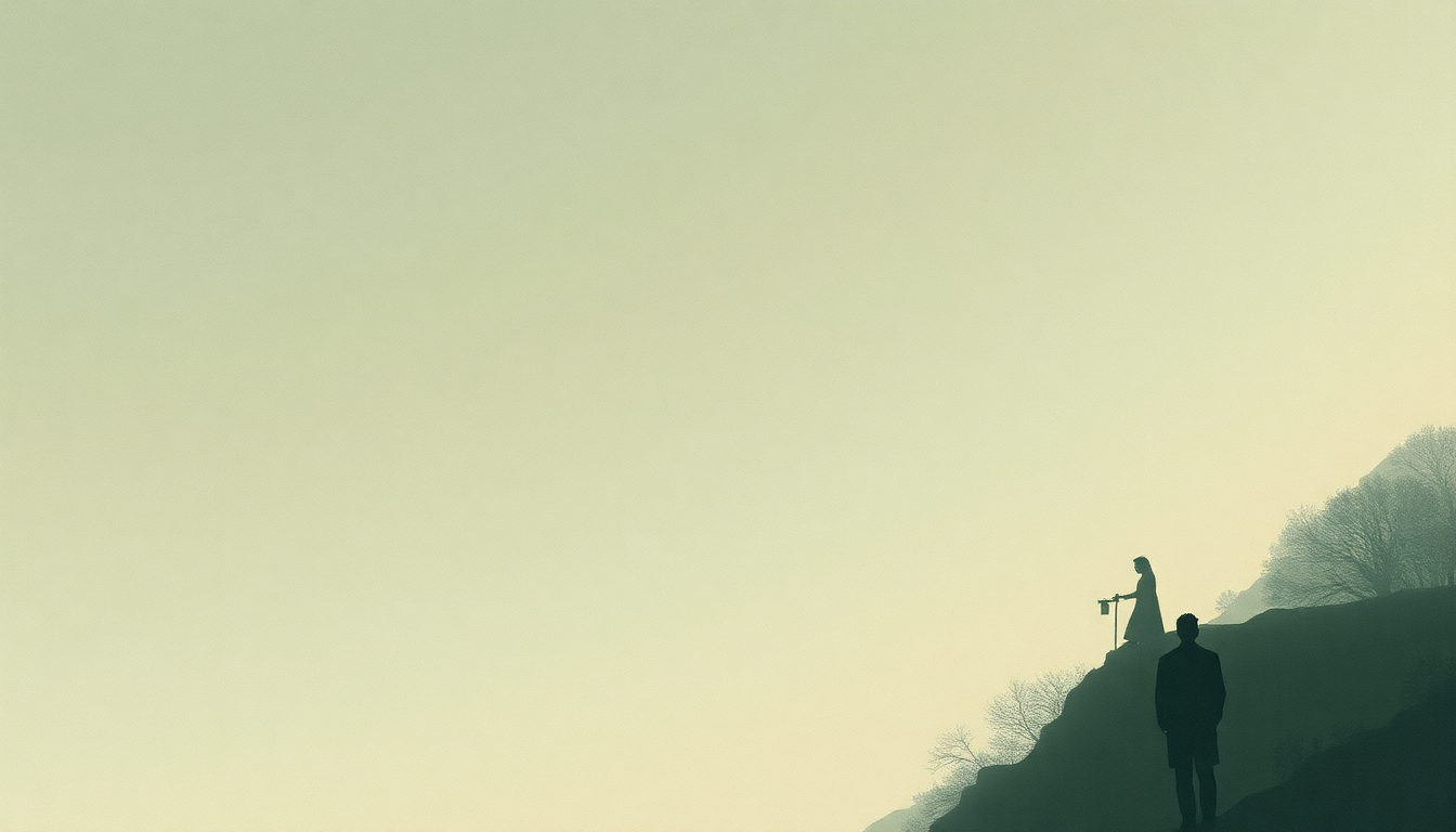 Fan-driven abstract illustration evoking the emotional arc of The Legend of Ashitaka by Joe Hisaishi