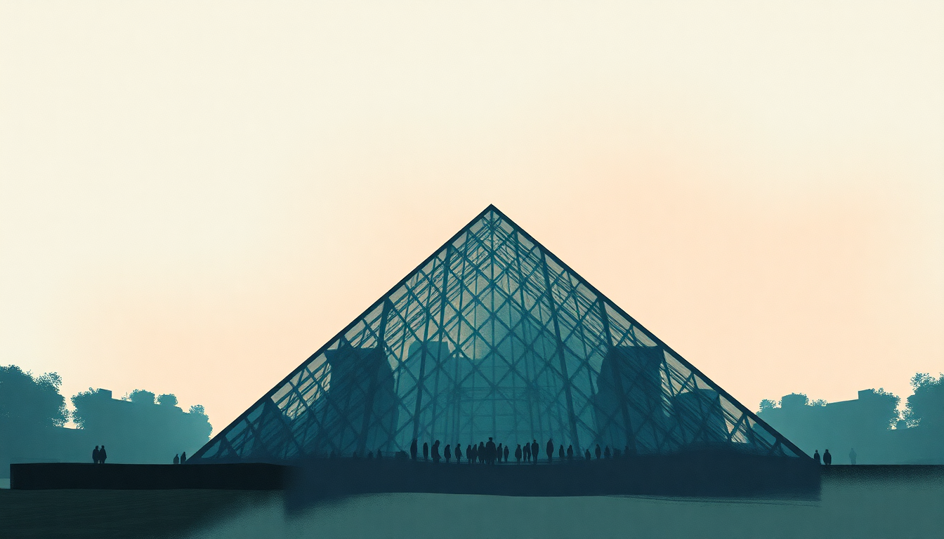 Fan-driven abstract illustration evoking the emotional arc of The Louvre by Lorde