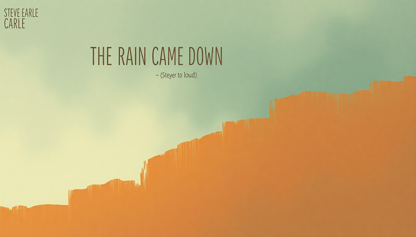 Fan-driven abstract illustration evoking the emotional arc of The Rain Came Down by Steve Earle