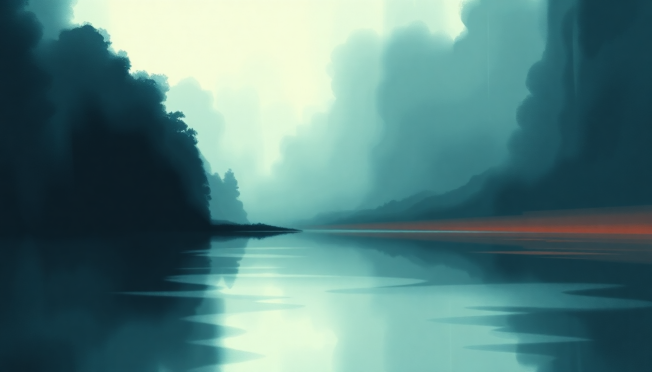 Fan-driven abstract illustration evoking the emotional arc of The River by William Basinski