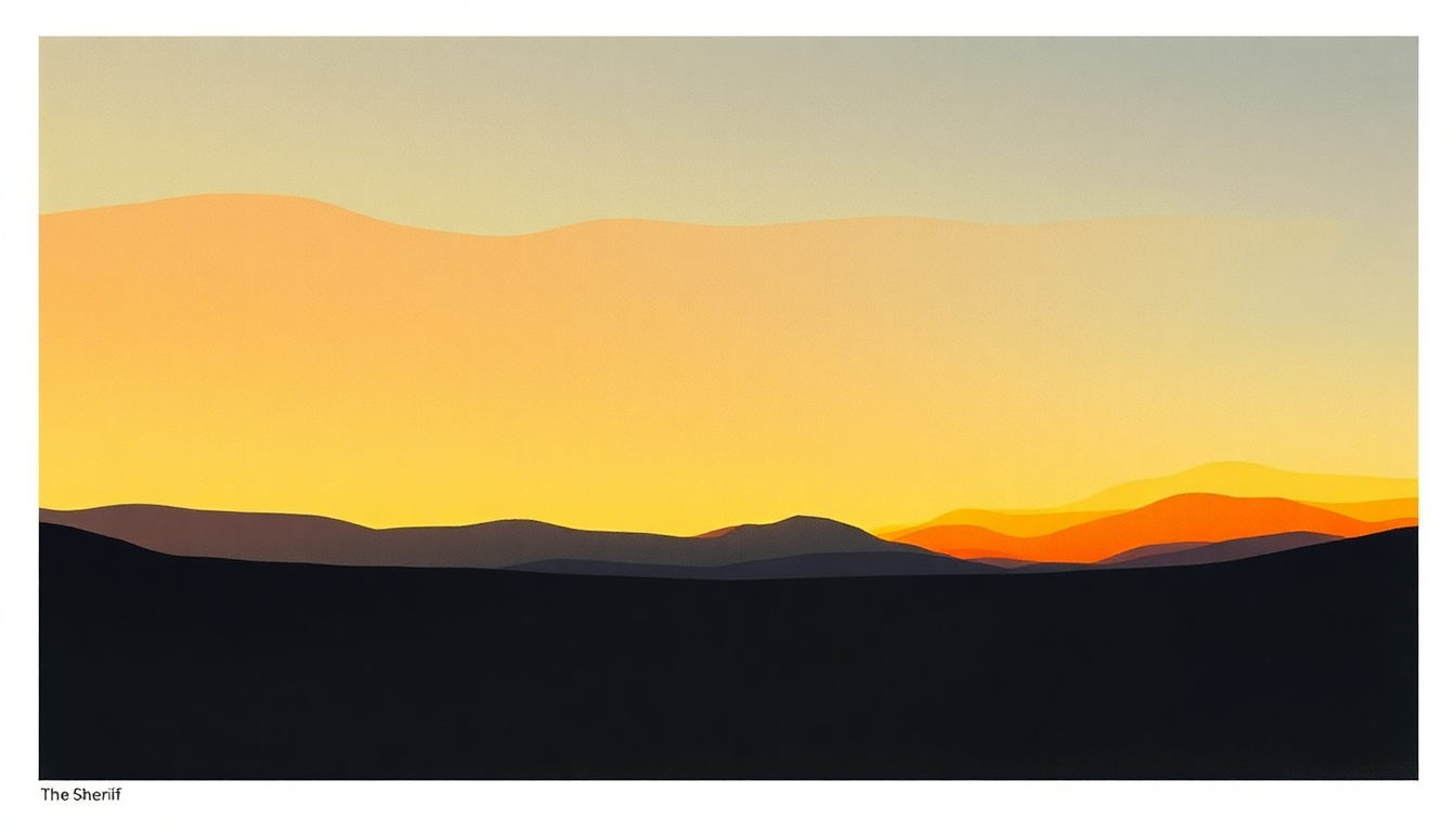 Fan-driven abstract illustration evoking the emotional arc of The Sheriff by Emerson Lake and Palmer