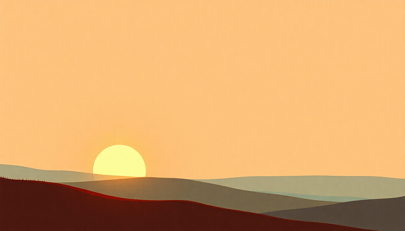 Fan-driven abstract illustration evoking the emotional arc of Why Does the Sun Shine? (The Sun Is a Mass of Incandescent Gas) by They Might Be Giants