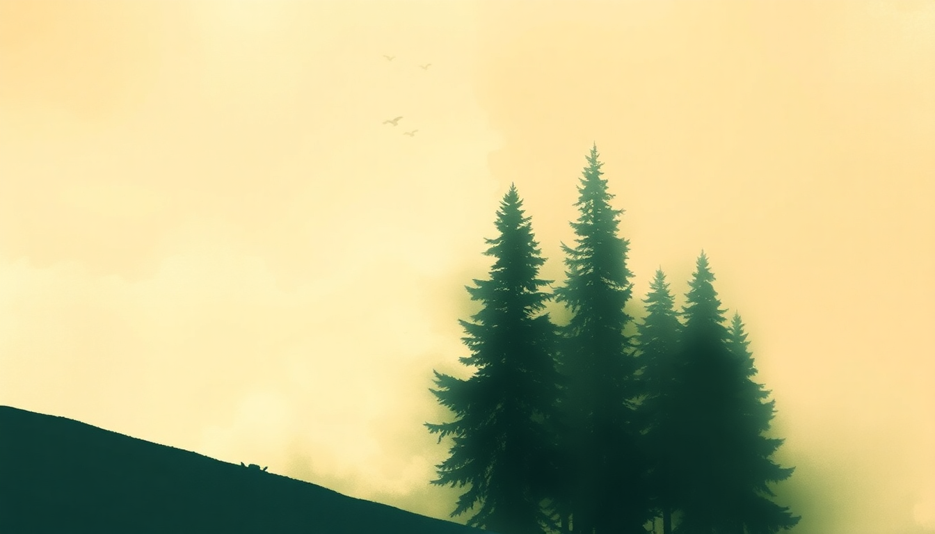 Fan-driven abstract illustration evoking the emotional arc of The Trees by Max Richter