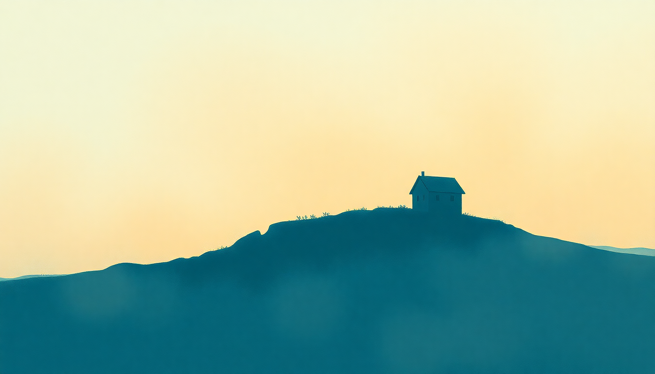 Fan-driven abstract illustration evoking the emotional arc of The Wise Man Built His House Upon the Rock by Traditional